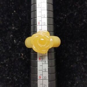 Yellow Jade (D) Carved Rose Flower 39.00 ctw Ring Size 7